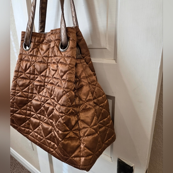 Big Buddha Elegant Brown Quilted Tote Bag - Picture 4 of 7